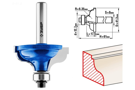 Купить Фреза 28706-41.3 -41 3х18мм кромочная калевочная Зубр фото №1